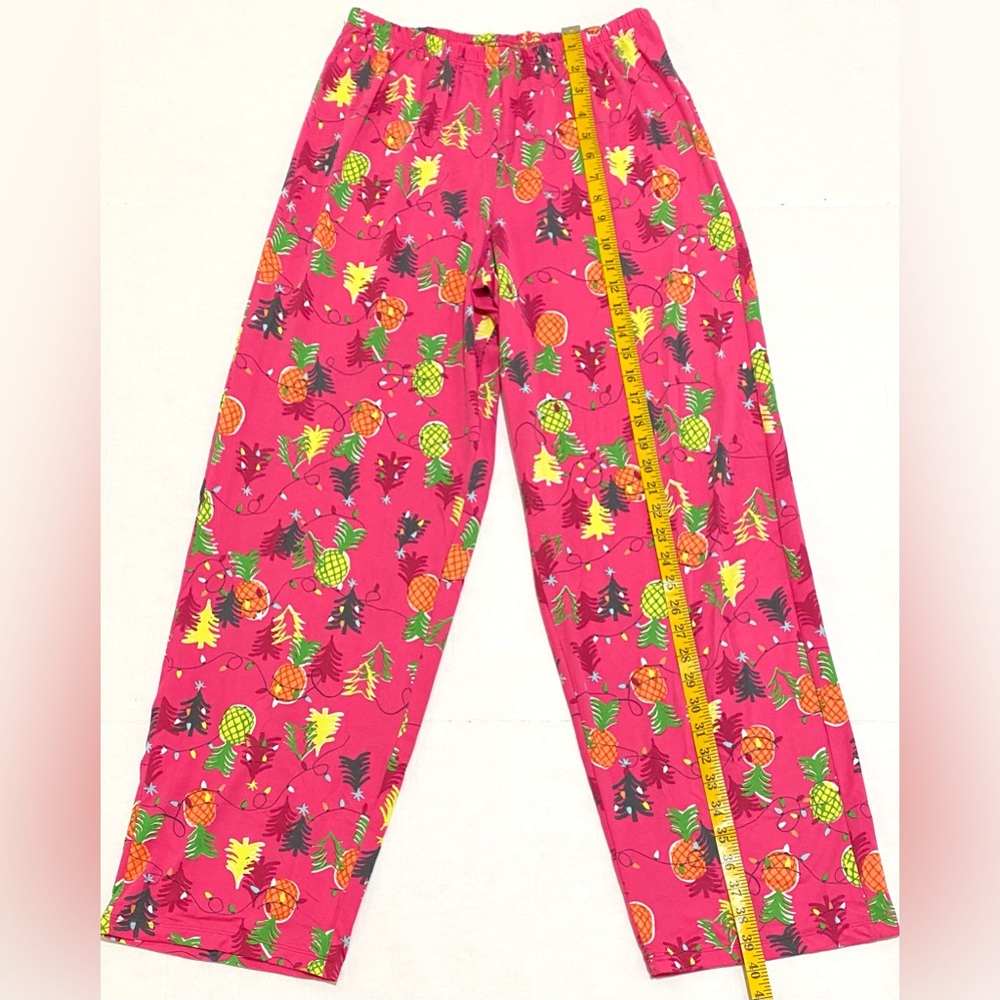 HUE Womens M Pink Green Pineapple Pine Joy Jersey Knit Pajama Set Loungwear - Picture 12 of 16